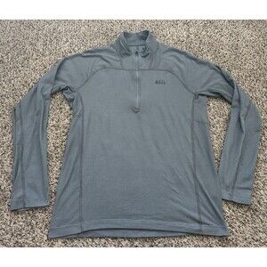 REI 1/4 Quarter Zip Womens Medium Gray Pullover Long Sleeve Hiking Outdoors